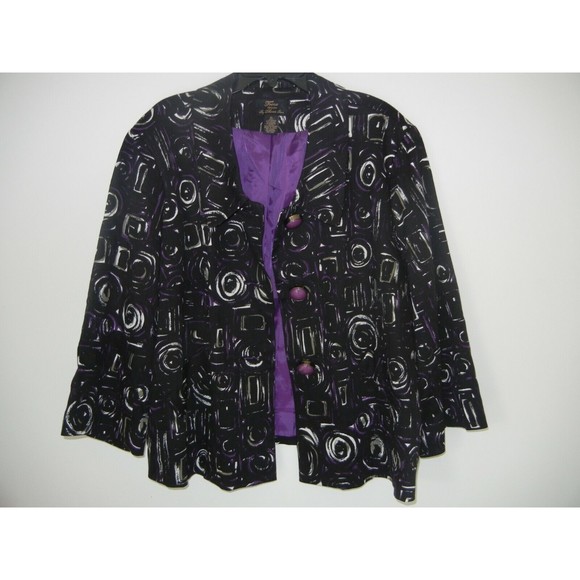 Frenz By Theresa Renz Women's Blazer Black Gorgeous Big Buttons 3/4 Sleeves 2X - Picture 4 of 8